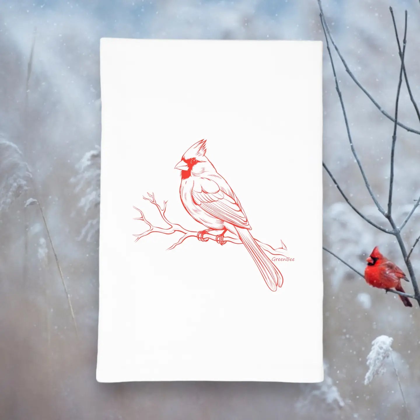 Red Cardinal Tea Towel NEW