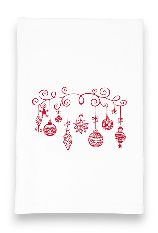 Tea Towel: Vintage Christmas Ornaments
