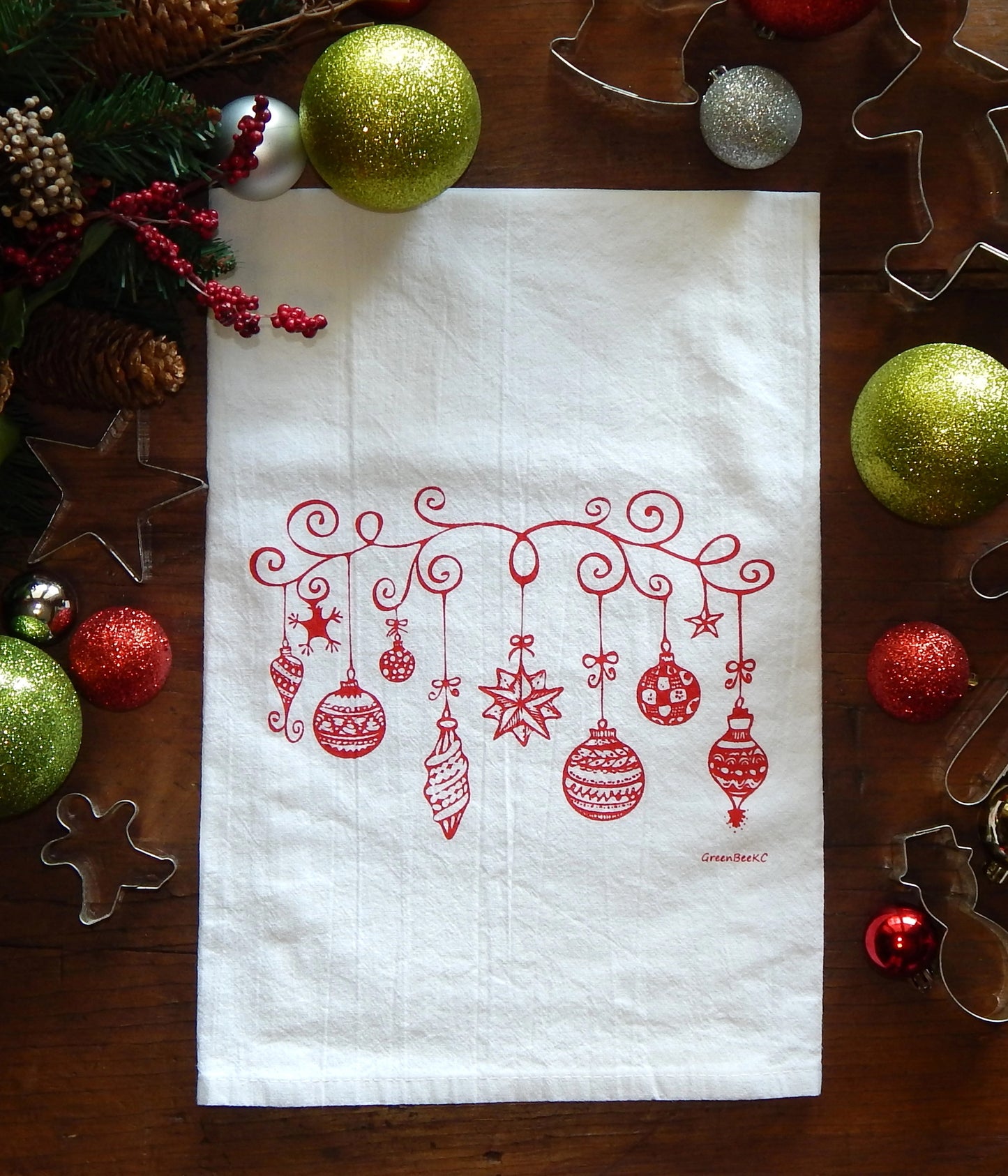 Vintage Ornaments Tea Towel NEW