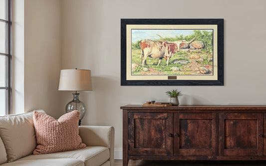 Somewhere Down in Texas original graphite drawing by cowboy artist Clyde Lewis. View available artworks at Western Galleries online art gallery of Fredericksburg TX.