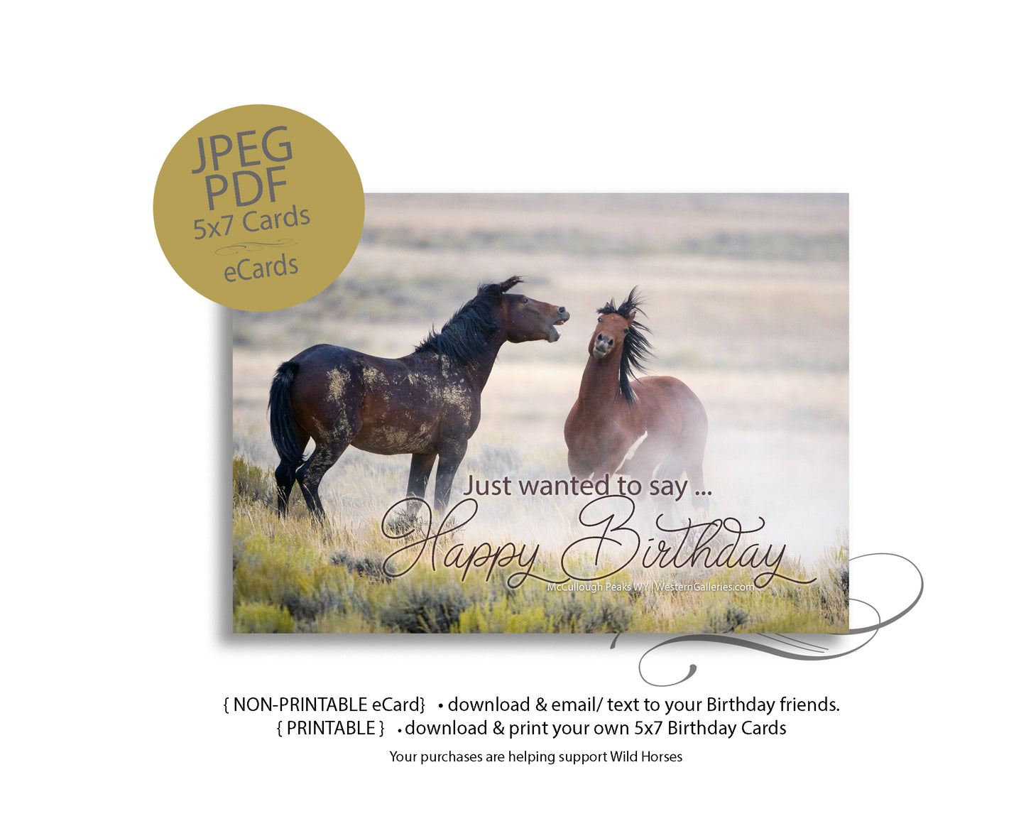 Download: Wild Horses Birthday 5x7 Cards | eCards | JPEG | PDF