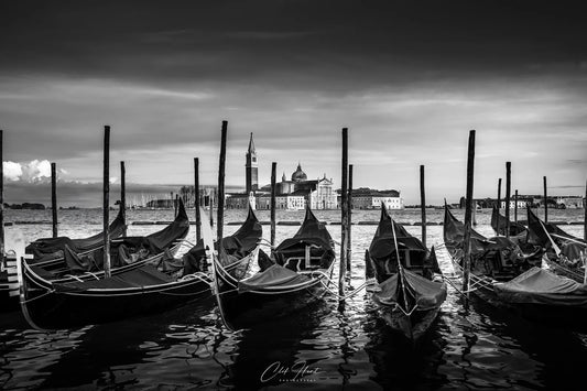 Venice Gondolas in B&W
