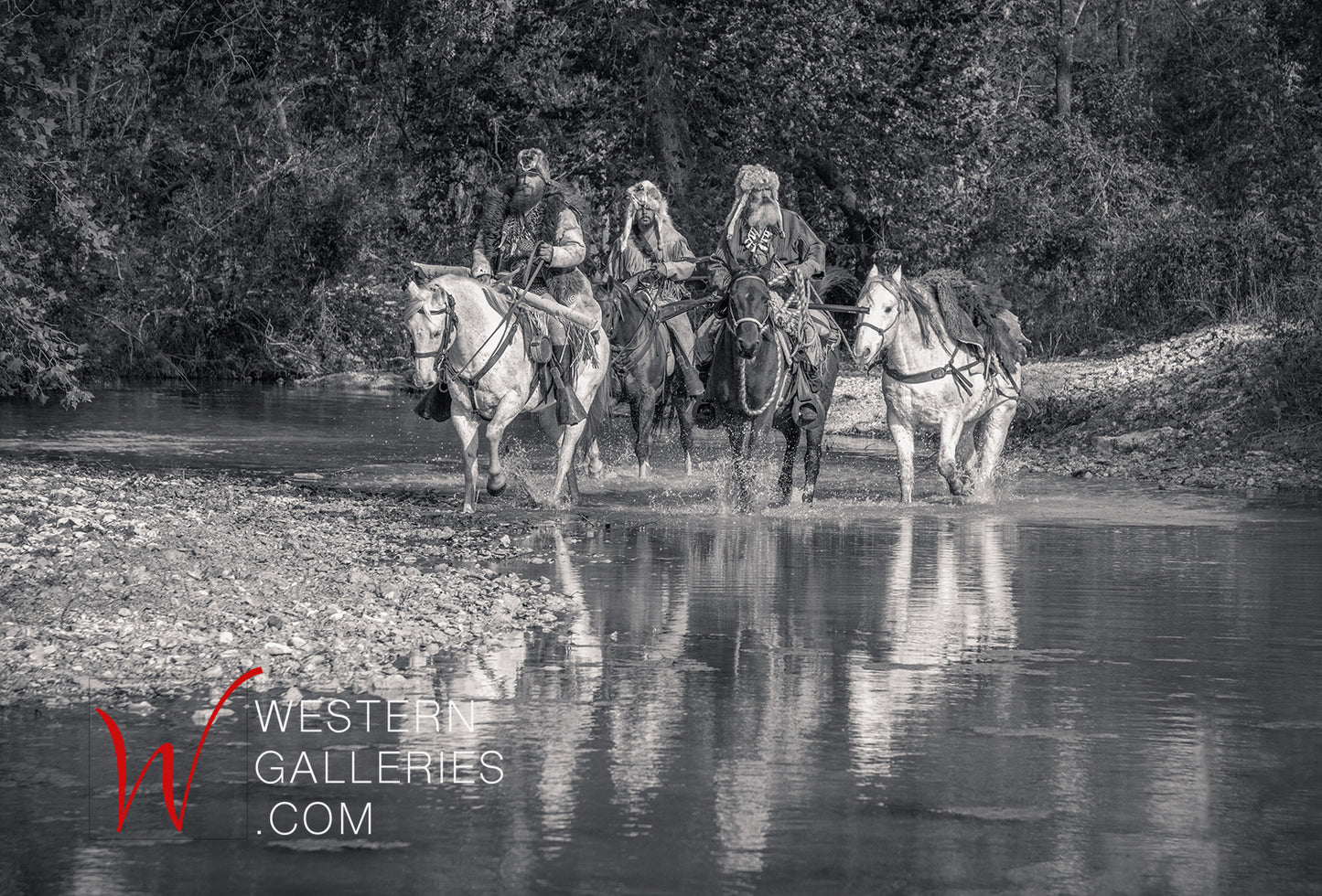 Mountain Men Crossing River
