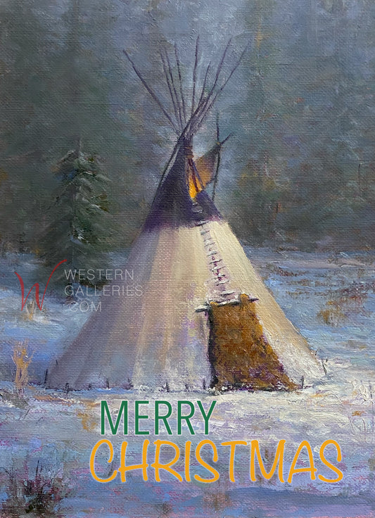Merry Christmas 5x7 Native American Tipi Cards