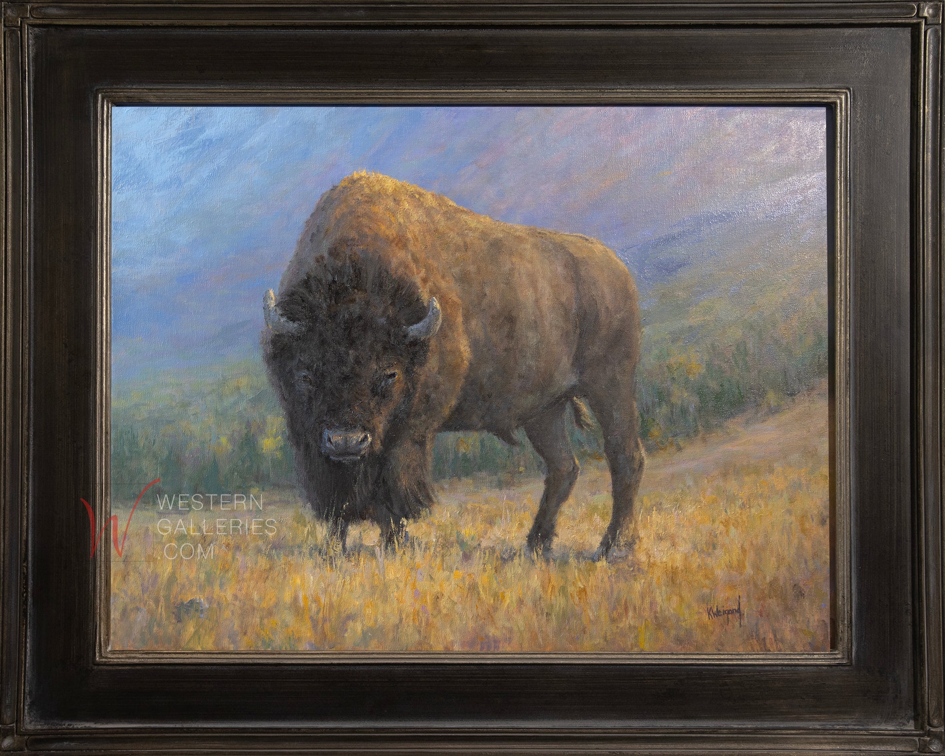 Bison On Ridge | Oil Painting | Western Galleries Fredericksburg Tx