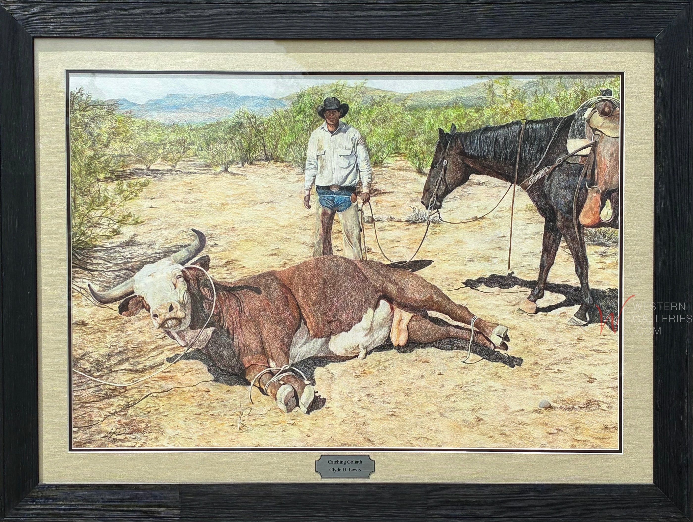 Catching Goliath Drawing by Clyde Lewis | Western Galleries