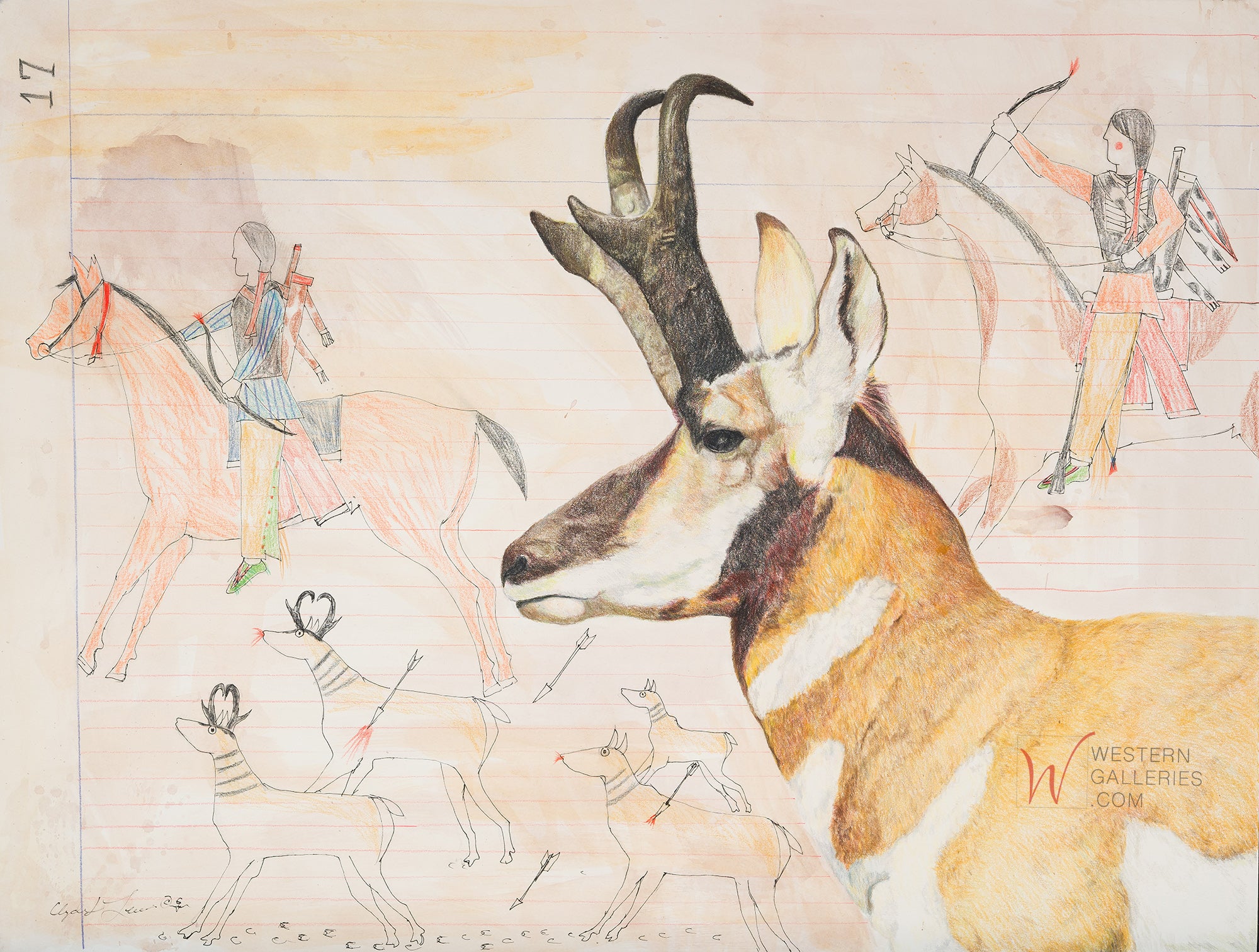Comanche Antelope Eaters Drawing by Clyde Lewis | Western Galleries