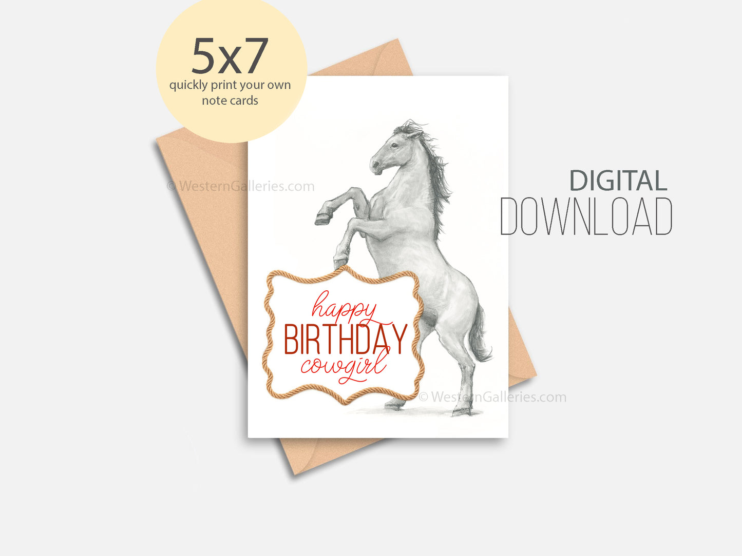 Download:  Birthday for Cowgirls 5x7 Western Art Cards | JPEG