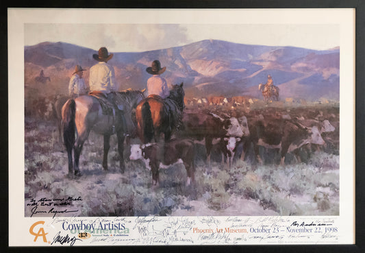 1998 Framed Cowboy Artists of America 33rd Annual James Reynolds Print - signed by 25 artists.