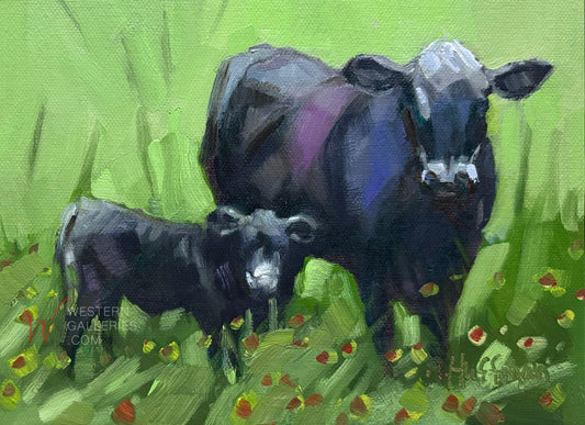 Mother & Baby Black Cows